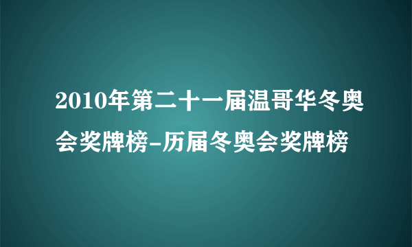 2010年第二十一届温哥华冬奥会奖牌榜-历届冬奥会奖牌榜