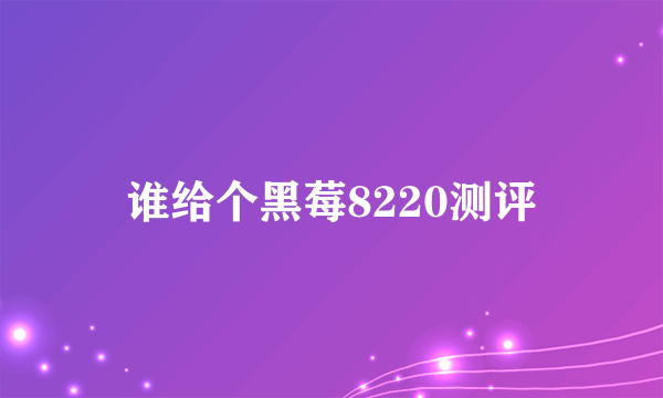 谁给个黑莓8220测评