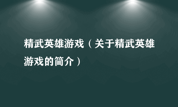 精武英雄游戏（关于精武英雄游戏的简介）