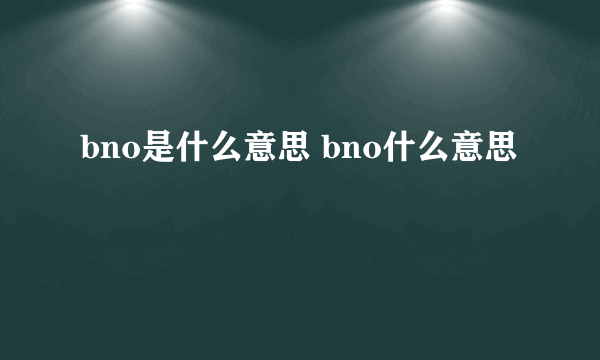 bno是什么意思 bno什么意思