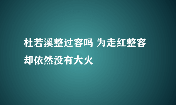 杜若溪整过容吗 为走红整容却依然没有大火