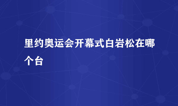 里约奥运会开幕式白岩松在哪个台