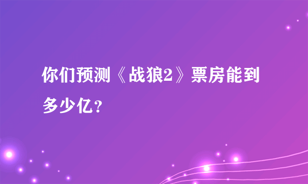 你们预测《战狼2》票房能到多少亿？