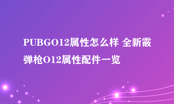 PUBGO12属性怎么样 全新霰弹枪O12属性配件一览