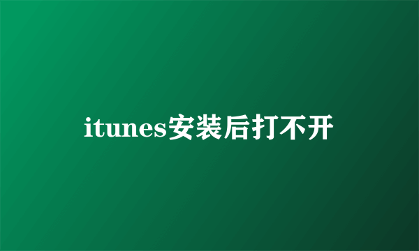 itunes安装后打不开