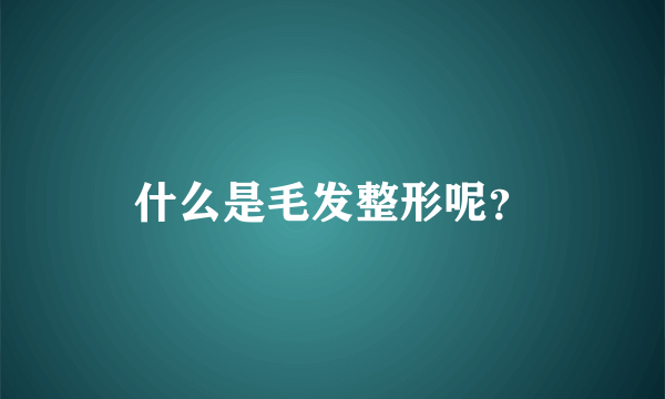 什么是毛发整形呢？