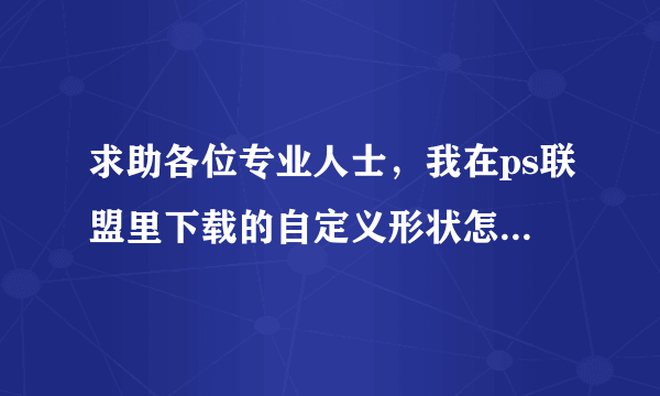 求助各位专业人士，我在ps联盟里下载的自定义形状怎样安装在ps11里面