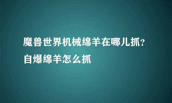 魔兽世界机械绵羊在哪儿抓？自爆绵羊怎么抓