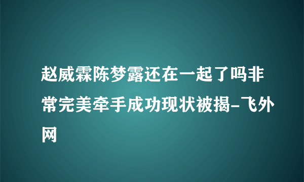 赵威霖陈梦露还在一起了吗非常完美牵手成功现状被揭-飞外网