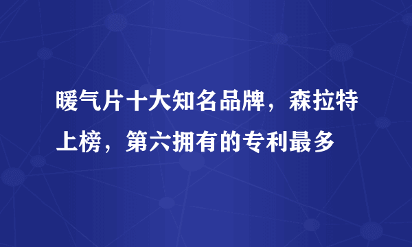 暖气片十大知名品牌，森拉特上榜，第六拥有的专利最多