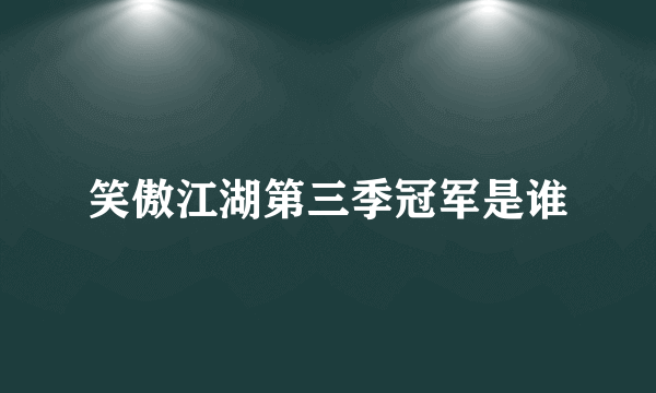 笑傲江湖第三季冠军是谁