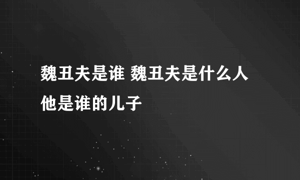 魏丑夫是谁 魏丑夫是什么人他是谁的儿子