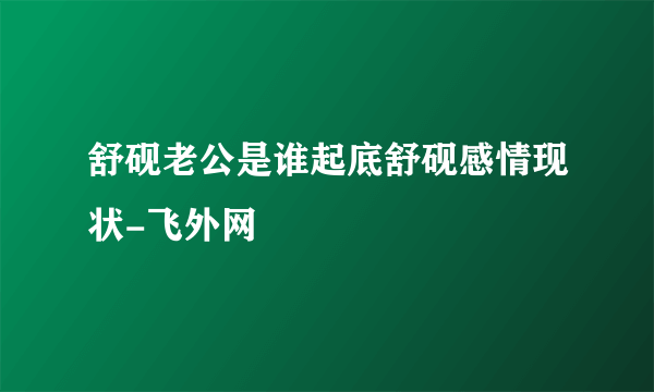 舒砚老公是谁起底舒砚感情现状-飞外网