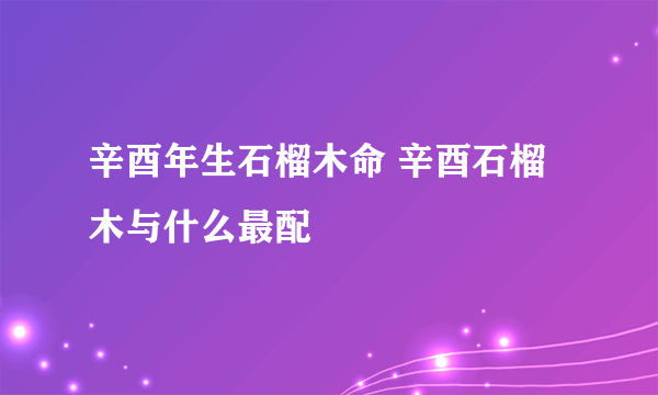 辛酉年生石榴木命 辛酉石榴木与什么最配