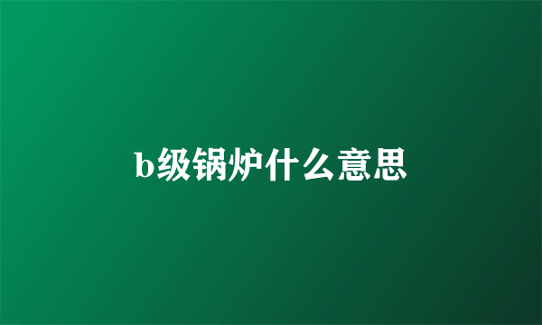 b级锅炉什么意思