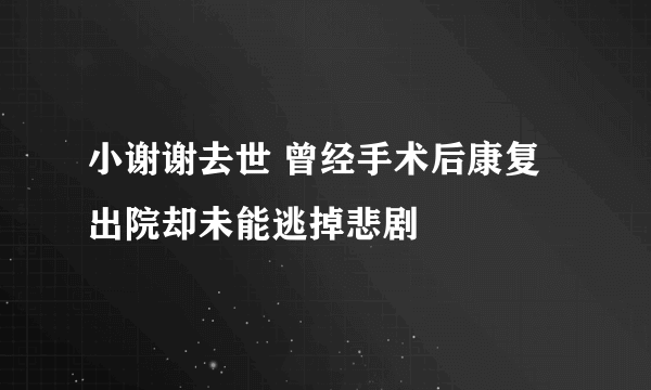 小谢谢去世 曾经手术后康复出院却未能逃掉悲剧