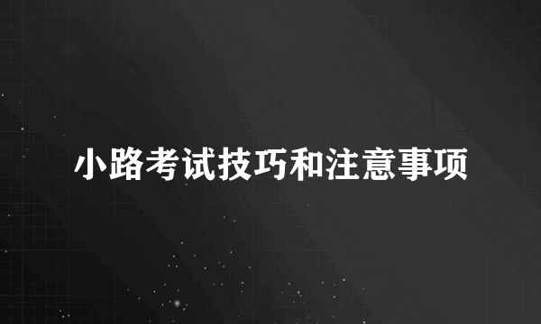 小路考试技巧和注意事项