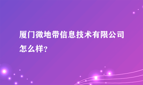 厦门微地带信息技术有限公司怎么样？