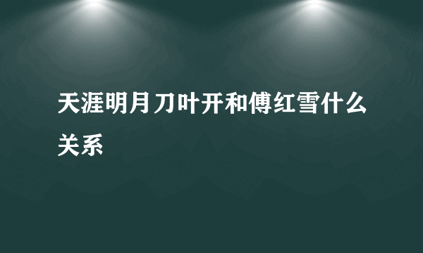 天涯明月刀叶开和傅红雪什么关系