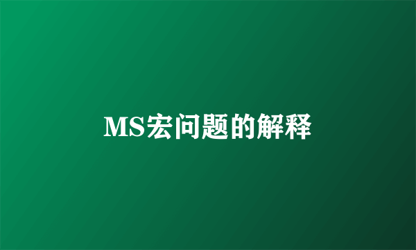 MS宏问题的解释