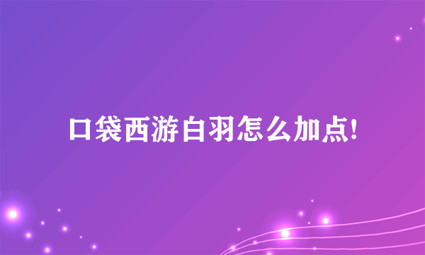 口袋西游白羽怎么加点!