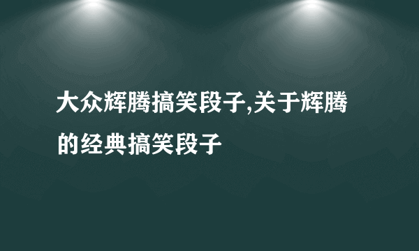 大众辉腾搞笑段子,关于辉腾的经典搞笑段子