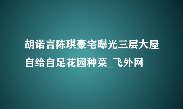 胡诺言陈琪豪宅曝光三层大屋自给自足花园种菜_飞外网