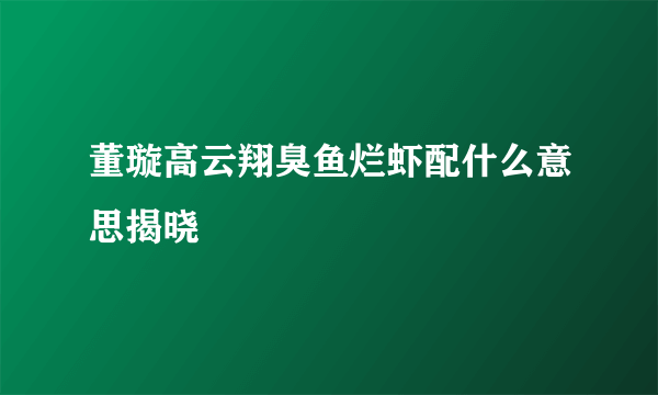 董璇高云翔臭鱼烂虾配什么意思揭晓