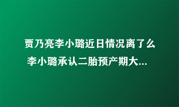 贾乃亮李小璐近日情况离了么 李小璐承认二胎预产期大肚照快生了