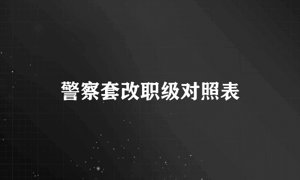 警察套改职级对照表