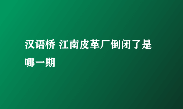 汉语桥 江南皮革厂倒闭了是哪一期