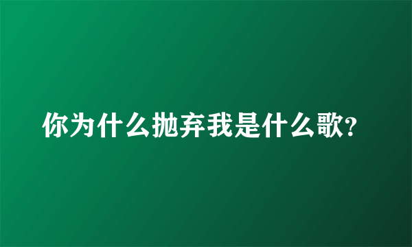 你为什么抛弃我是什么歌？