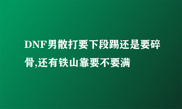 DNF男散打要下段踢还是要碎骨,还有铁山靠要不要满