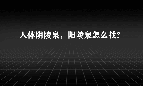 人体阴陵泉，阳陵泉怎么找?