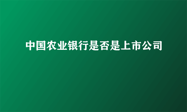 中国农业银行是否是上市公司