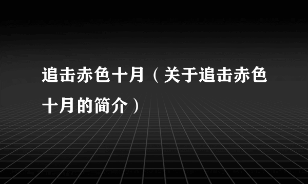 追击赤色十月（关于追击赤色十月的简介）