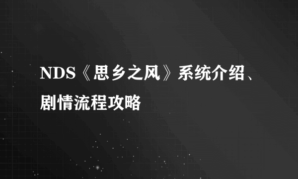 NDS《思乡之风》系统介绍、剧情流程攻略