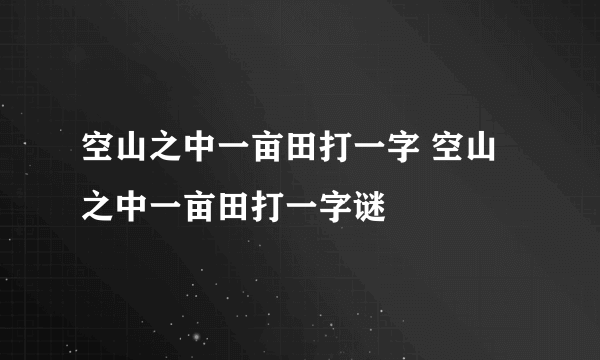 空山之中一亩田打一字 空山之中一亩田打一字谜