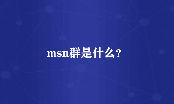 msn群是什么？