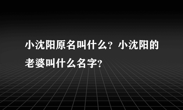 小沈阳原名叫什么？小沈阳的老婆叫什么名字？