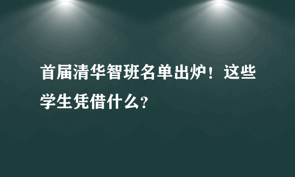 首届清华智班名单出炉！这些学生凭借什么？