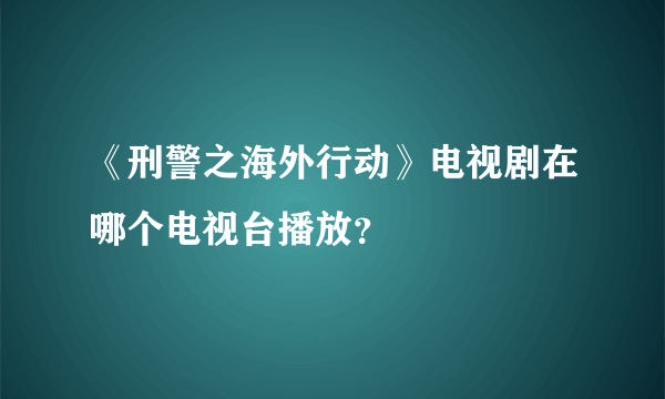 《刑警之海外行动》电视剧在哪个电视台播放？