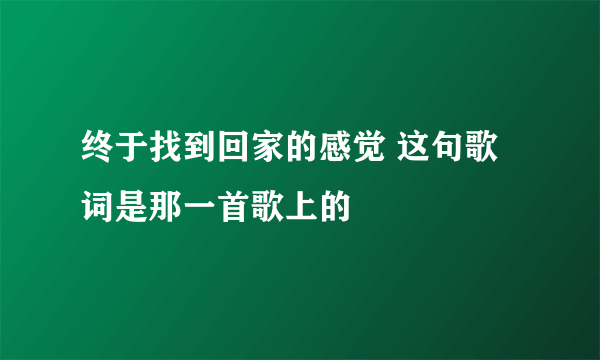 终于找到回家的感觉 这句歌词是那一首歌上的