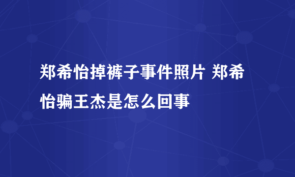 郑希怡掉裤子事件照片 郑希怡骗王杰是怎么回事