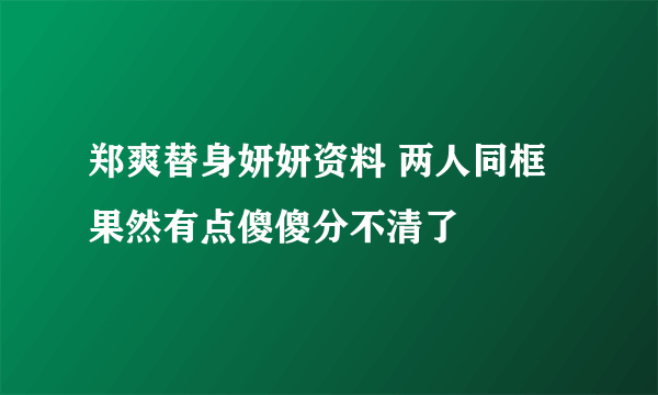 郑爽替身妍妍资料 两人同框果然有点傻傻分不清了