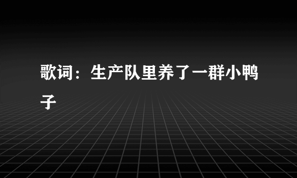 歌词：生产队里养了一群小鸭子