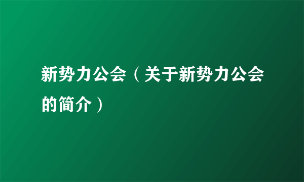 新势力公会（关于新势力公会的简介）