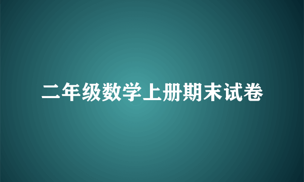 二年级数学上册期末试卷