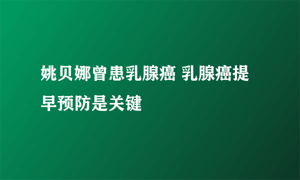 姚贝娜曾患乳腺癌 乳腺癌提早预防是关键