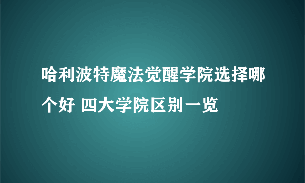 哈利波特魔法觉醒学院选择哪个好 四大学院区别一览